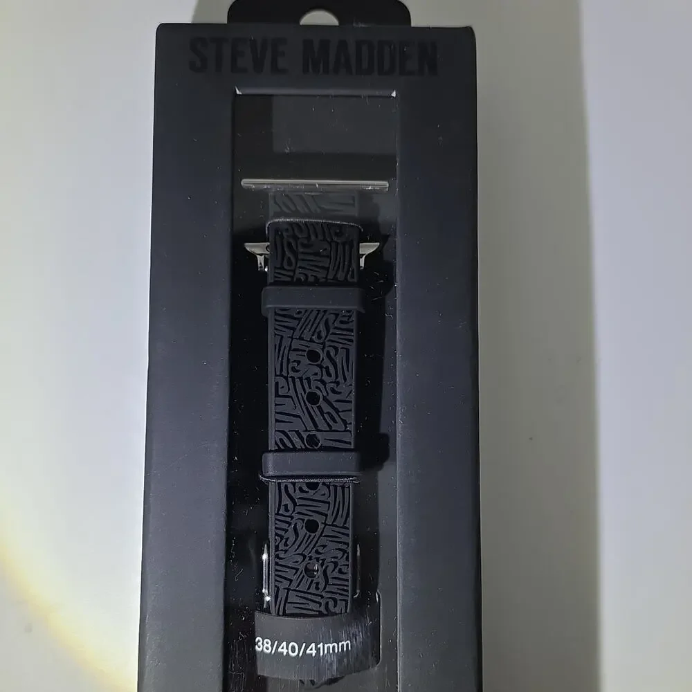 Steve Madden Black Silicone Strap Band for Apple Watch 38/40/41mm